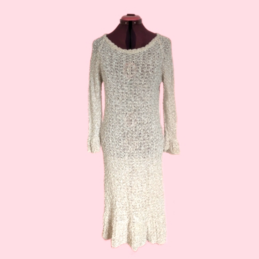 70s Vintage Pallas Irish 100% Linen hand loomed dress cream beachy wedding